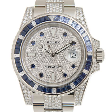 rolex submariner diamond silver-tone dial men's watch 116659sabr|Rolex Submariner diamond dial.